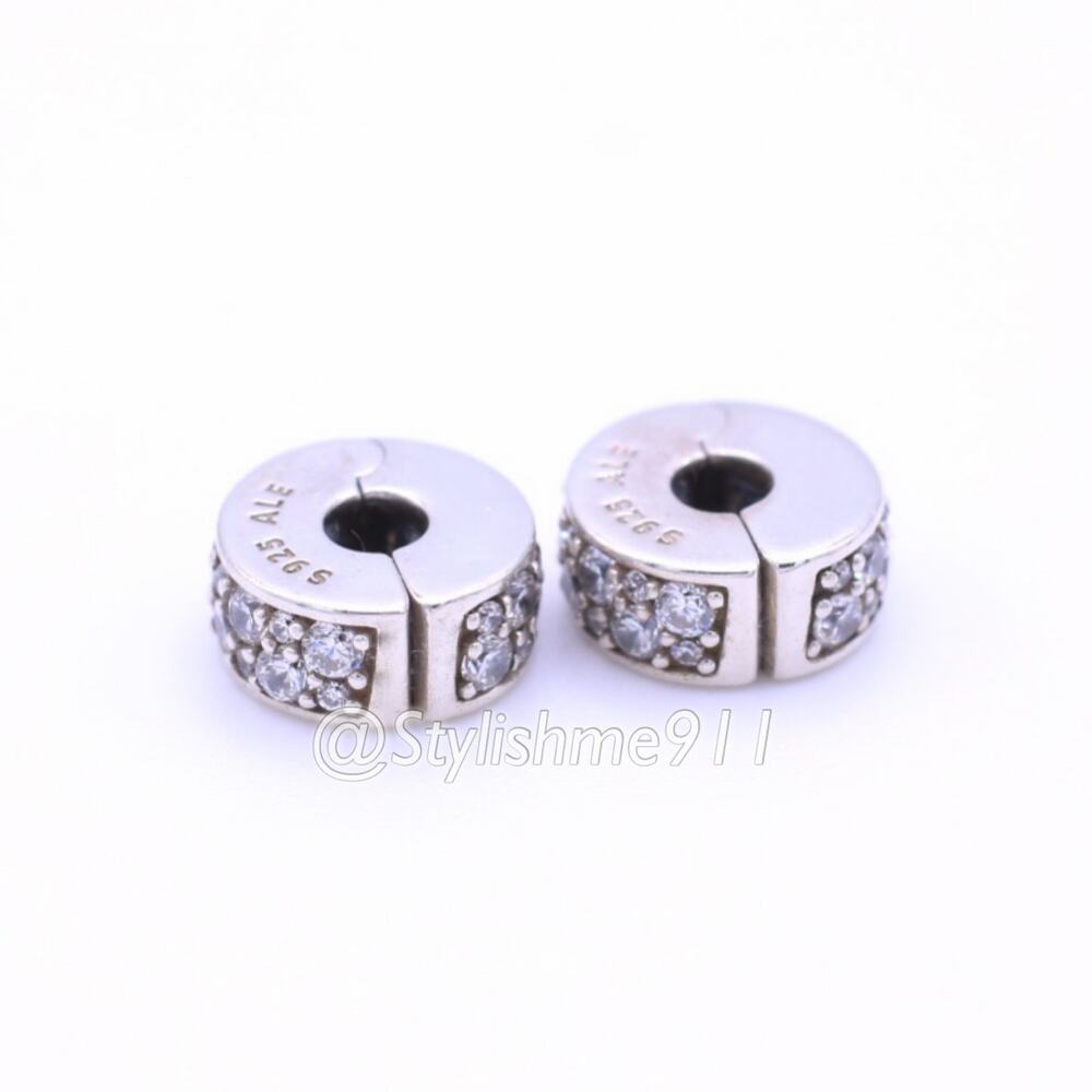 Two- Authentic PANDORA Clear Shining Elegance Clip with Silicone Core - Picture 5 of 13